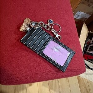 Kathy Van Zeeland Black and Purple Keychain Card Holder